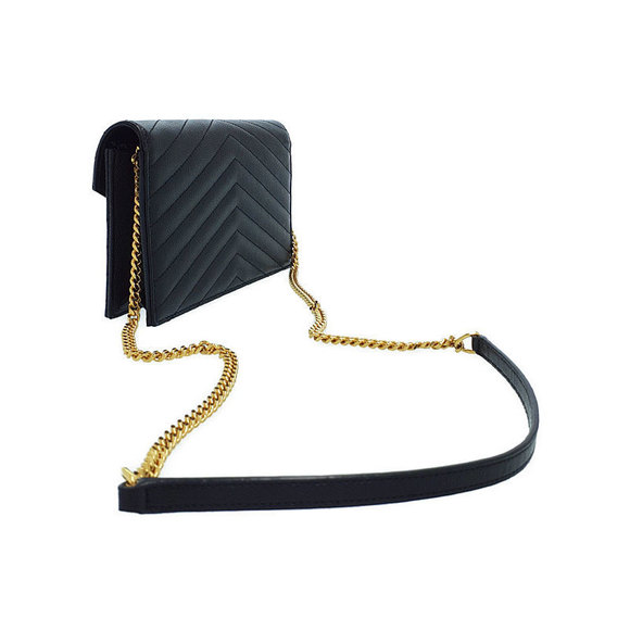 Saint Laurent Chain Envelope Black Paris Wallet - Picture 1 of 9